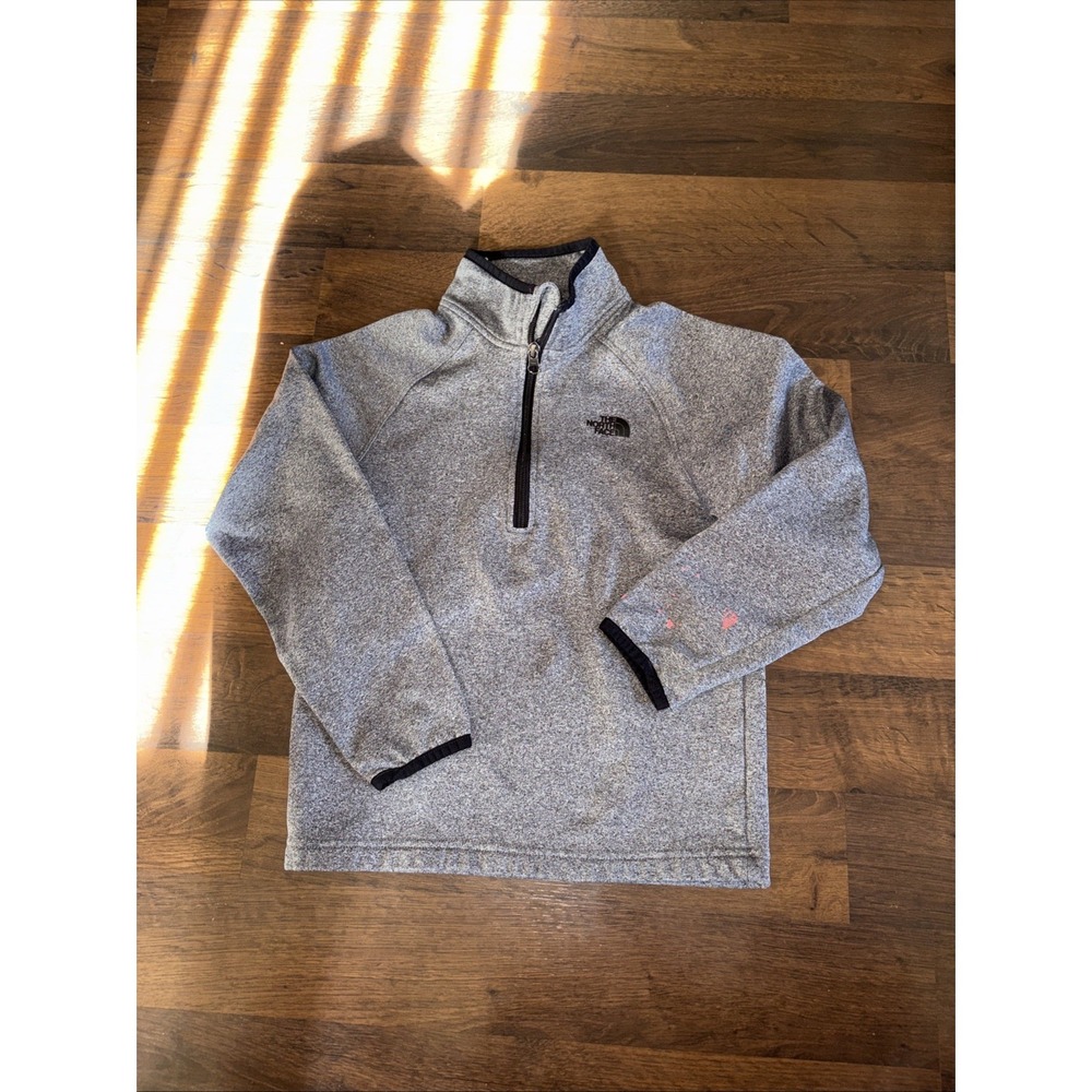 Boys The North Face Size M (10/12) Gray And Black 1/4 Zip Pullover Fleece